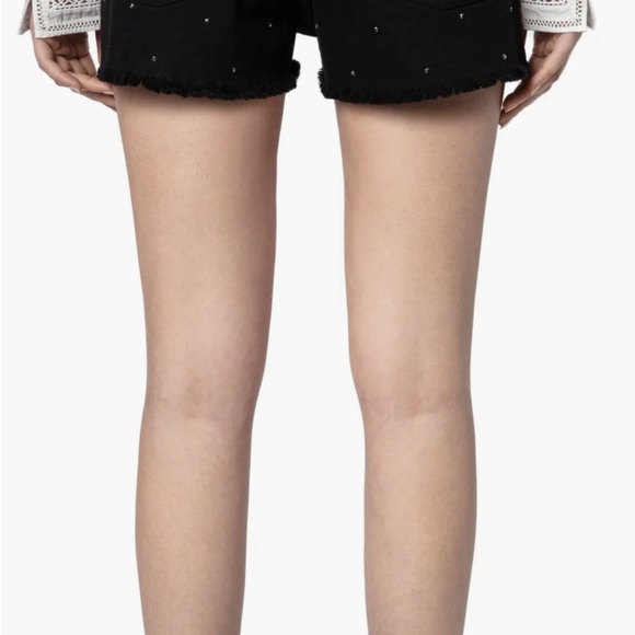 Zadig & Voltaire NWOT Storm Strass Crystal  Embellished Denim Shorts Sz 4 - Picture 3 of 7